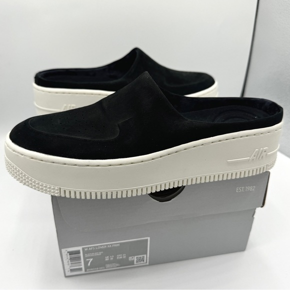 NWT Nike Air Force 1 Lover XX Black Suede Leather Slip On Mule Platform Sneakers - Picture 15 of 16